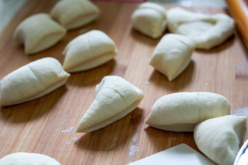 Small dough for making steamed buns in the Chinese kitchen