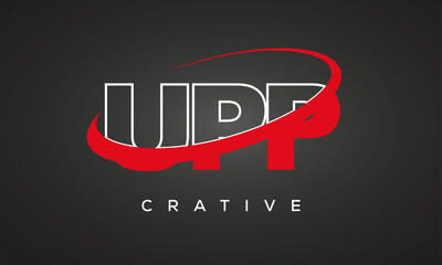 UPP creative letters logo with 360 symbol vector art template design