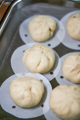 Finished fresh meat buns made in the kitchen