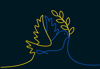 Flag of Ukraine in the form of a dove of peace. The concept of peace in Ukraine. Support Ukraine. No war sign. Vector illustration.