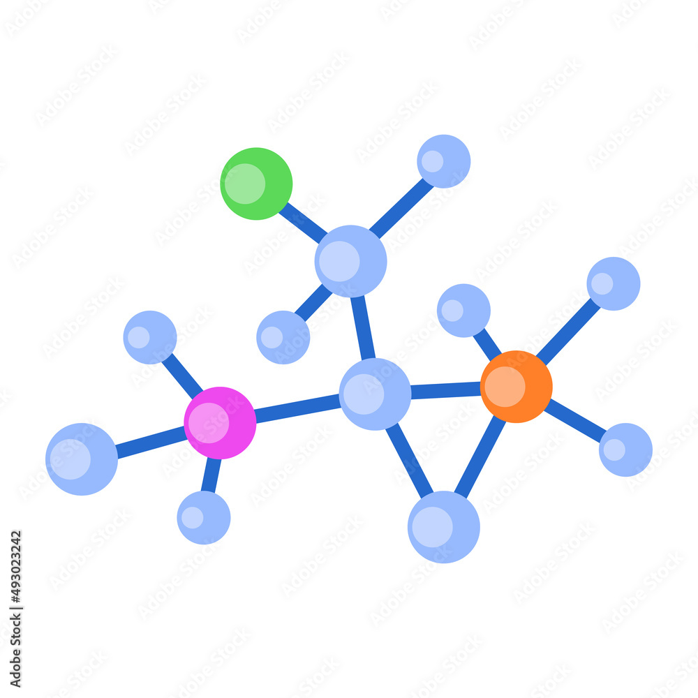 Aufkleber molecules connection semi flat color vector object. full sized item on white. covalent bonds. chemic