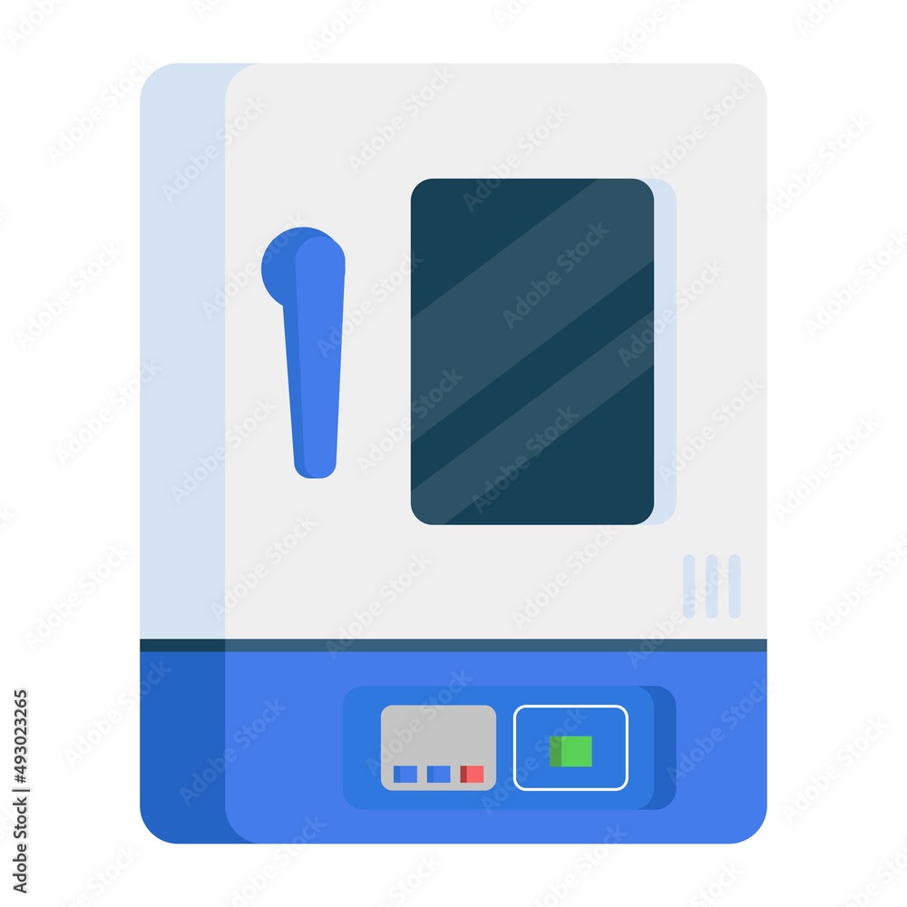 Poster Device for automated post-processing semi flat color vector object. Full sized item on white. Smoothing process. Lab device simple cartoon style illustration for web graphic design and animation