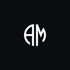 Circle monogram logo icon letter AM