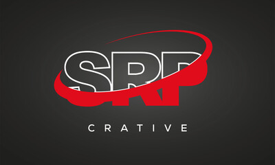SRP creative letters logo with 360 symbol vector art template design