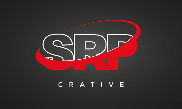 SRP creative letters logo with 360 symbol vector art template design