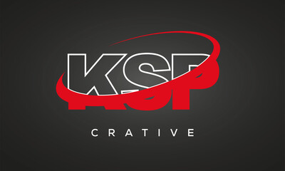 Fototapeta na wymiar KSP creative letters logo with 360 symbol vector art template design