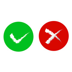 Yes Or No. Check Mark And Cross. Vectot Illustration