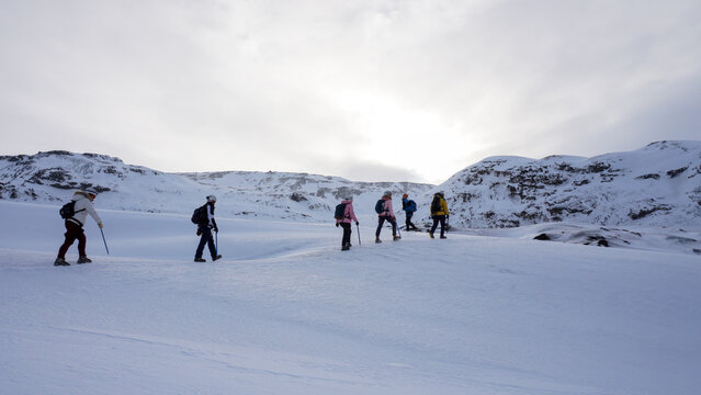 Trekking on Icelandic glacier