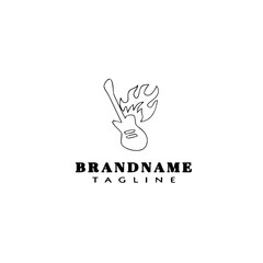 guitar logo cartoon black icon design isolated vector illustration