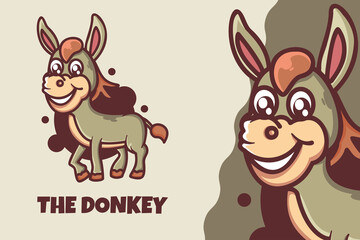 cute donkey cartoon mascot character. cute animal happy concept Isolated