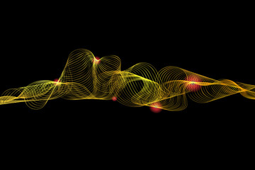 Colorful Golden Wavy Lines Abstract Background. Wallpaper. Vector