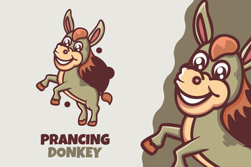 cute donkey cartoon mascot character. cute animal happy concept Isolated