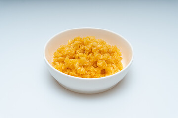 minced garlic in a bowl