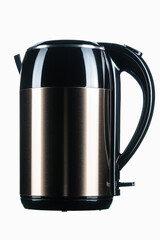 Brown painted electrical kettle on the white background