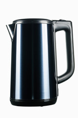 Blue painted electrical kettle on the white background