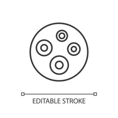 Acne black glyph icon. Dermatology problem. Skin irritation and pimples. Healing and treatment. Thin line illustration. Contour symbol. Vector outline drawing. Editable stroke. Arial font used