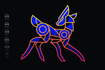 Lineart Fawn Deer  Logo Template Tattoo Illustration
