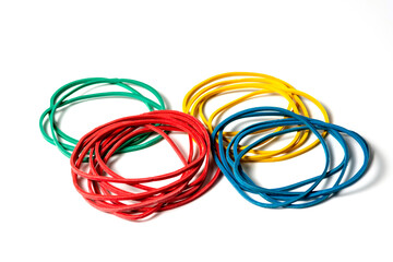 Naklejka premium Abstract background. Colored rubber bands for money against white background