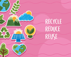 Fototapeta premium ecology poster with icons