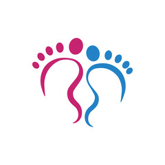 Baby footprint flat icon isolated on white background. Little boy and girl feet. Design elements for nursery decor, photoshoot, family concepts, paediatrics. Vector illustration. EPS10.