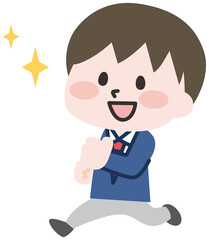 走る男子学生のイラスト