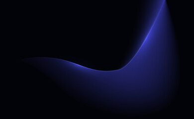 The background of the transition of curved lines. Vector illustration of a colorful wave of blue on dark. A sketch for creativity.