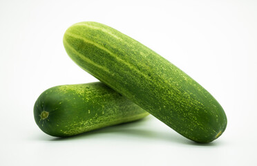 ripe cucumber isolated on white background clipping path
