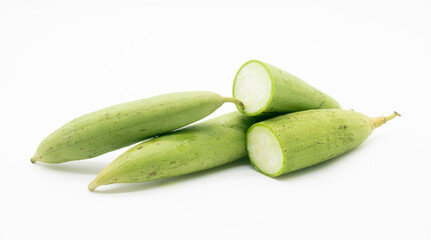 whole and slices fresh loofah or Sponge Gourd,front view