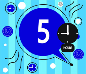 5 hour clock icon. vector blue weather symbo