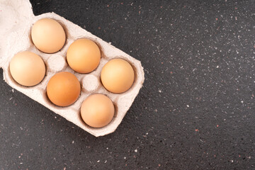 Organic chicken eggs on the table. Eggs are good for everyone and health. Farm products, natural eggs.