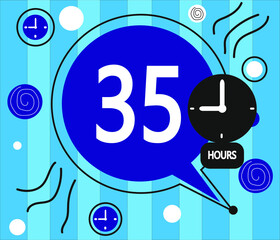 35 hour clock icon. vector blue weather symbo