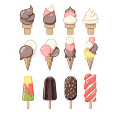 Colorful vector illustration.
Ice cream set.