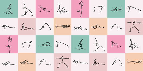 Seamless Pattern with Yoga Poses