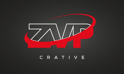 ZVP creative letters logo with 360 symbol vector art template design