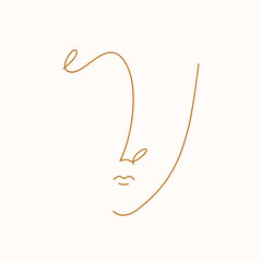 Abstract line face. Boho print, outline emblem. Modern minimal art, vector design.	