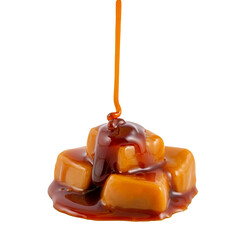 Balas de caramelo com calda escorrendo