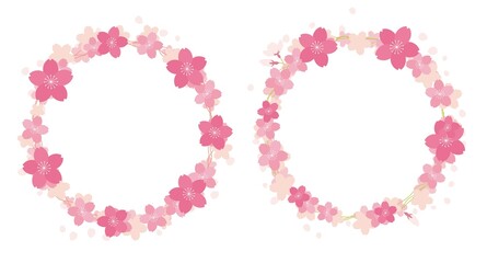 桜の花びらの丸い円のフレーム素材