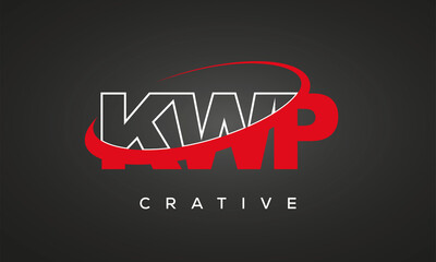 KWP creative letters logo with 360 symbol vector art template design