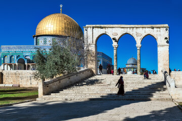 Jerusalem, Temple Mount, southern passage to the mosque Dome of the Rock.