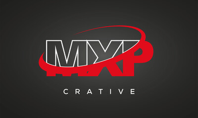 MXP creative letters logo with 360 symbol vector art template design