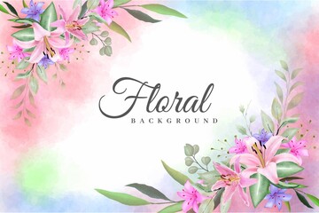 Watercolor Floral Frame Background with Beautiful Flowers