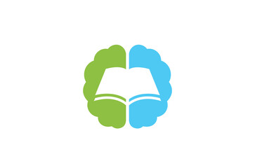 creative brain book logo symbol design icon vector illustration