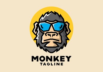 Stiff art style of monkey with sun glass
