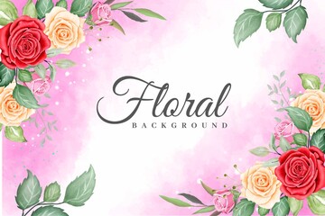 Watercolor Floral Frame Background with Beautiful Flowers