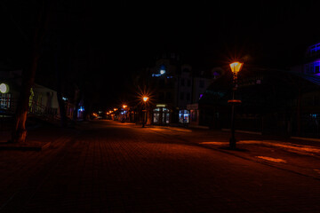 Fototapeta na wymiar Night city of Lutsk Ukraine travel journey