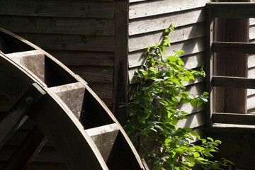 Old wooden waterwheel at a mill
