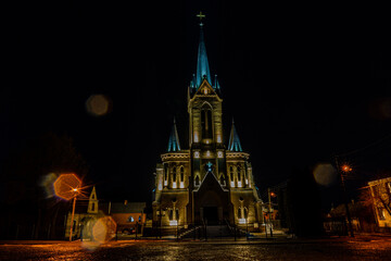 Fototapeta na wymiar Night city of Lutsk Ukraine travel journey