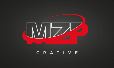 MZP creative letters logo with 360 symbol vector art template design