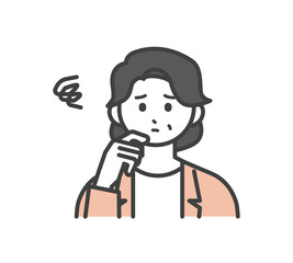 女性社員が困っている表情のイラスト素材