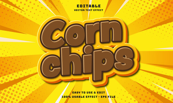corn chips  editable text effect with modern and simple style, usable for logo or campaign title